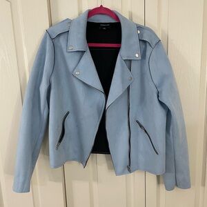 Light Blue Suede Women's Moto Jacket